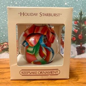 🎄2/20🎄 Vintage Hallmark Glass Ornament “Holiday Starburst” 1984